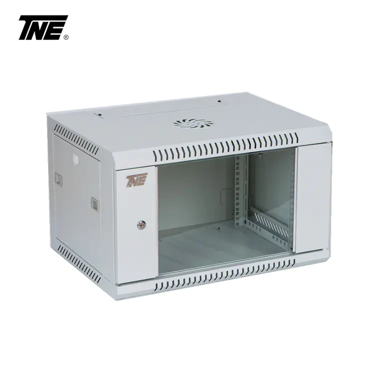 Single Section Wall Mounted Server Cabinet With Glass Door